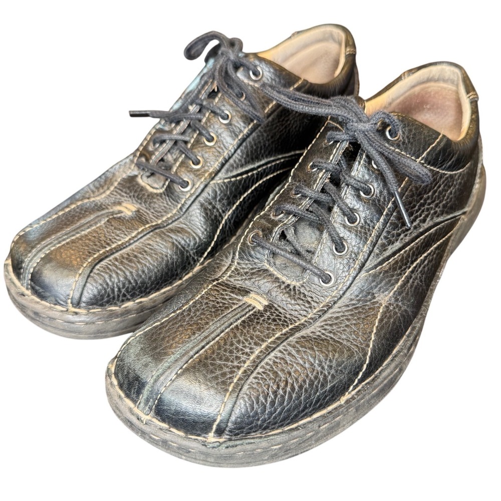 Clarks Mens Black Pebbled Leather Lace Up Loafers Casual Shoes 9.5 M 75052